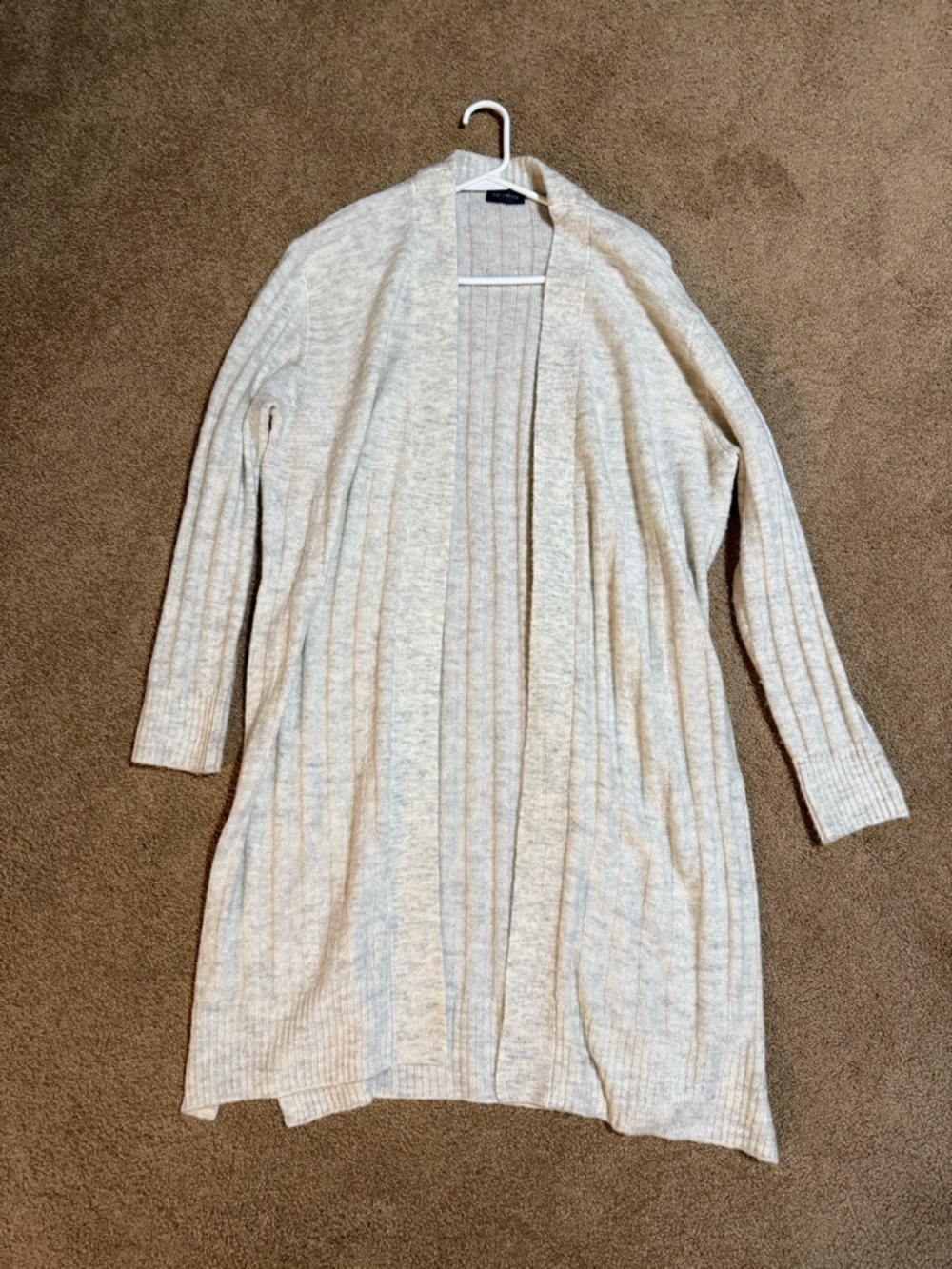The Limited Cream Ribbed Long Open-Front Cardigan